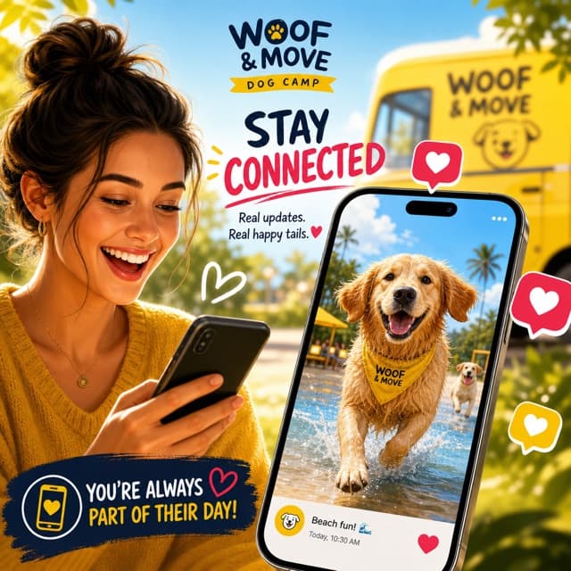 Woof & Move connected camp-day communication campaign